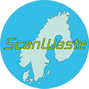 Blå logo for Scanwaste med Norgeskart i bakgrunnen